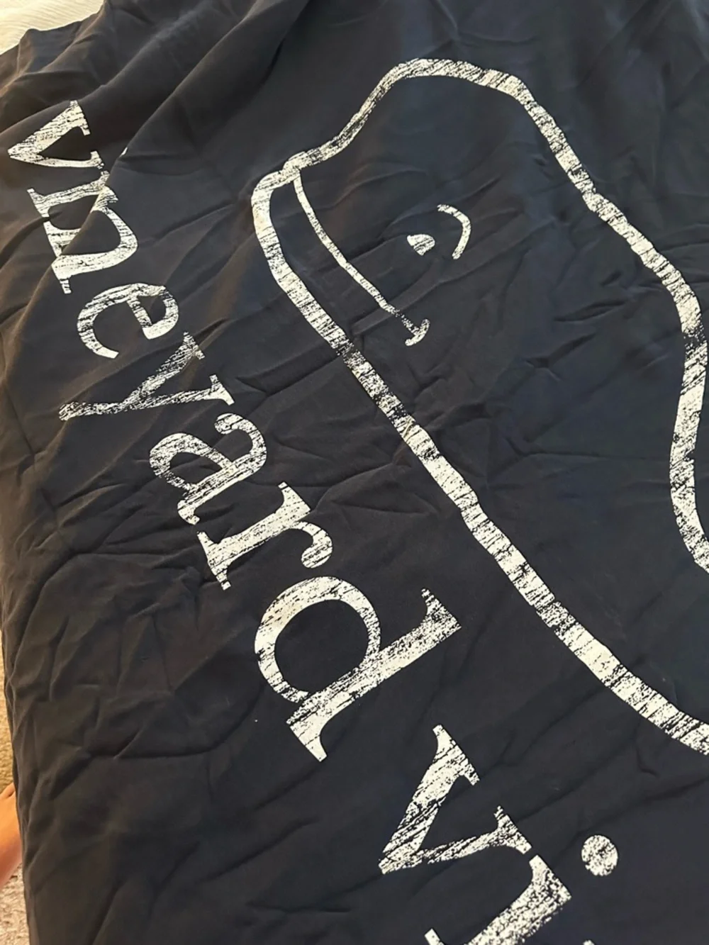 Vineyard Vines Black Cotton Whale Logo Blanket